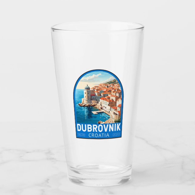 Dubrovnik Croatia Travel Art Vintage Glass (Front)
