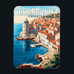 Dubrovnik Croatia Travel Art Vintage Magnet<br><div class="desc">Dubrovnik Croatia retro travel design. It's known for its distinctive Old Town,  encircled with massive stone walls completed in the 16th century.</div>