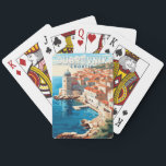 Dubrovnik Croatia Travel Art Vintage Playing Cards<br><div class="desc">Dubrovnik Croatia retro travel design. It's known for its distinctive Old Town,  encircled with massive stone walls completed in the 16th century.</div>