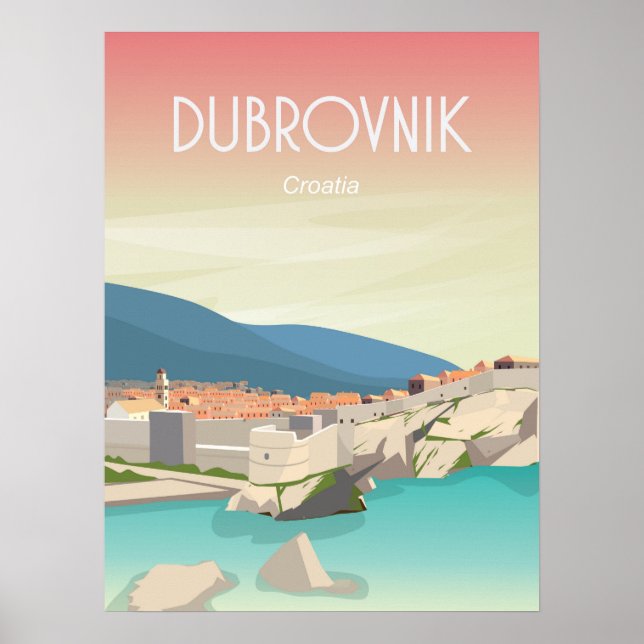 Dubrovnik Croatia travel poster dubrovnik old city (Front)