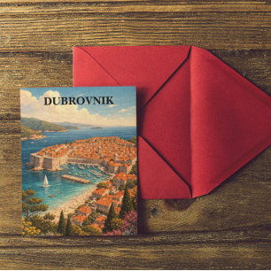 Dubrovnik Croatia Vintage Travel Art Postcard
