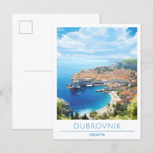 Dubrovnik Croatia Vintage Travel  Postcard