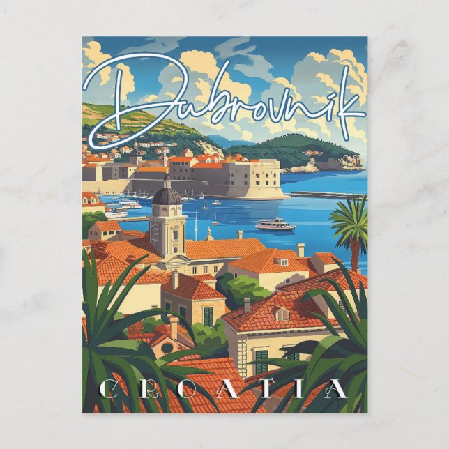 Dubrovnik Croatia Vintage Travel Postcard (Front)