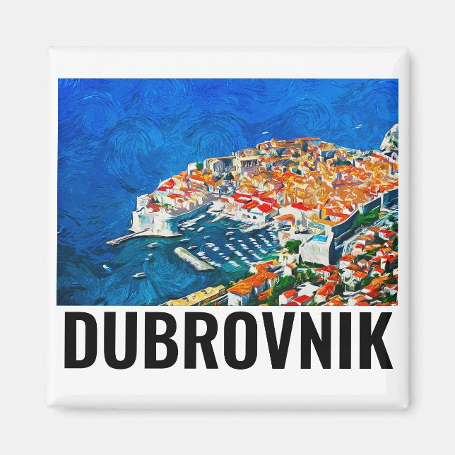 Dubrovnik Croatia Watercolor Oil Paint Magnet (Front)