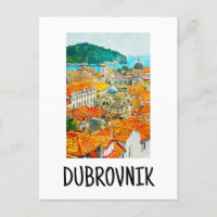 Dubrovnik Croatia Watercolor Oil Paint Postcard