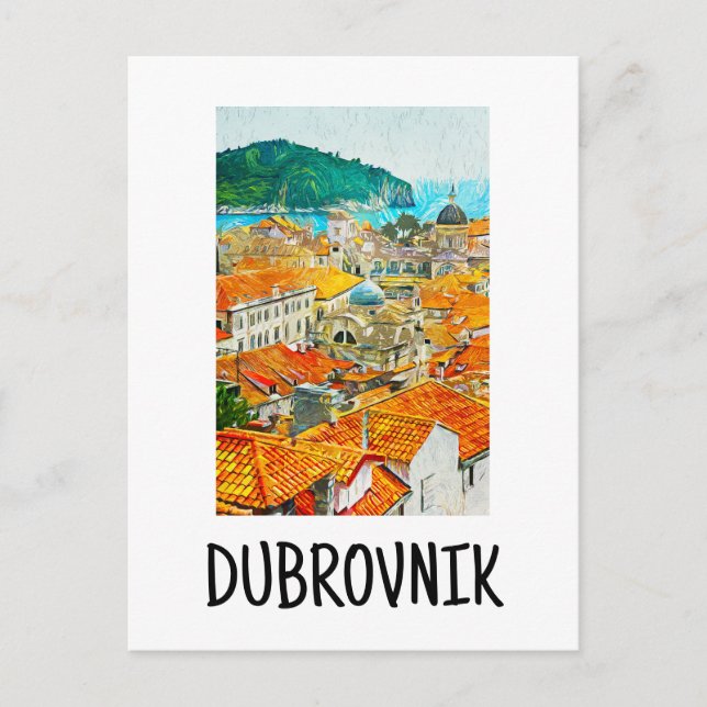 Dubrovnik Croatia Watercolor Oil Paint Postcard (Front)