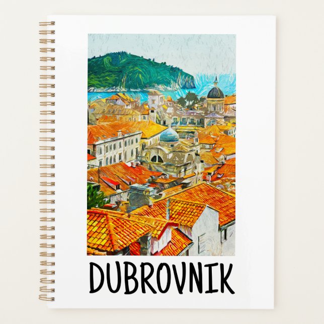 Dubrovnik Croatia Watercolor Oil Paint Postcard Planner (Front)