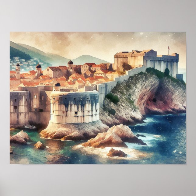  Dubrovnik Croatia watercolor Poster (Front)