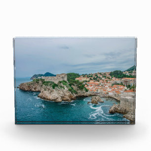 Dubrovnik harbor and city center photo block