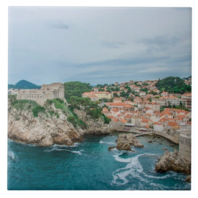 Dubrovnik harbor and city center tile (Front)