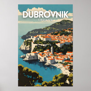 Dubrovnik Nostalgic Travel Art Poster