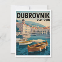 Dubrovnik Old Town Vintage Poster – Retro Waterfro