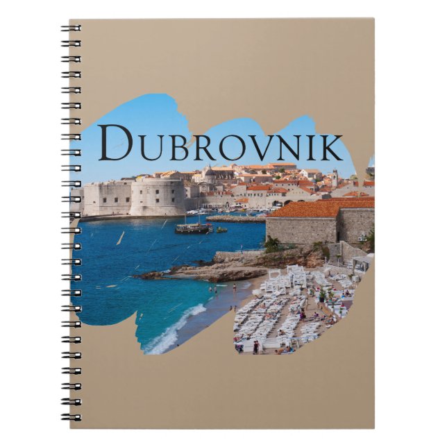 Dubrovnik: View of Beach and Old Town Notebook (Front)