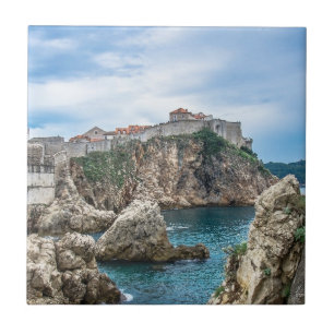 Dubrovnik walls view from sea tile