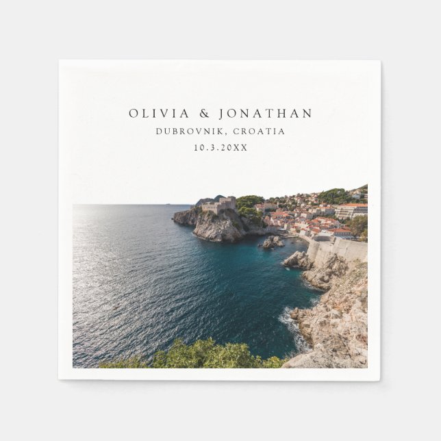 Dubrovnik Wedding Custom Cocktail Napkin (Front)