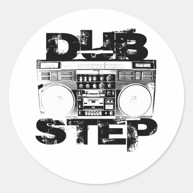 Dubstep Black Boombox Classic Round Sticker (Front)