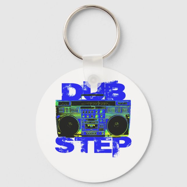 Dubstep Blue Boombox Key Ring (Front)