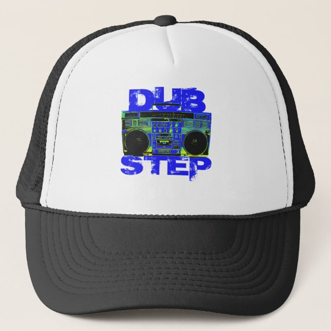 Dubstep Blue Boombox Trucker Hat (Front)
