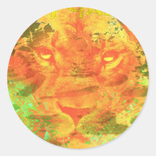 Dubstep Lion - DJ Qazi Classic Round Sticker
