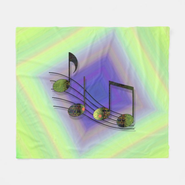 Dubstep Notes Fleece Blanket (Front (Horizontal))