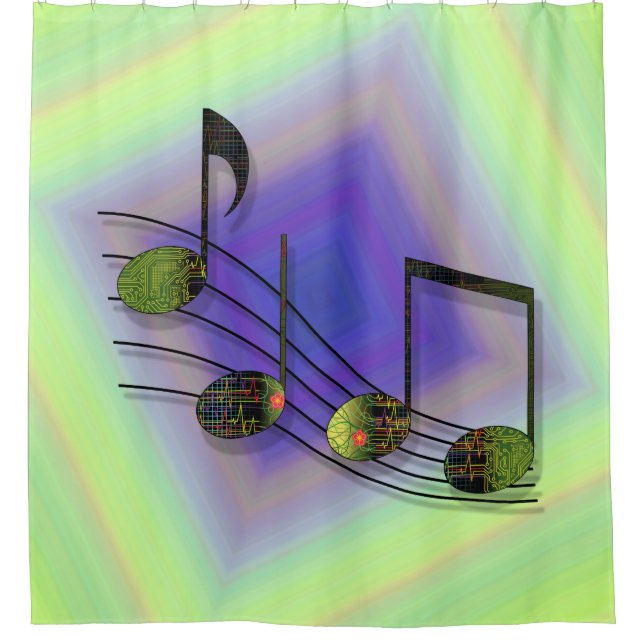 Dubstep Notes Shower Curtain (Front)