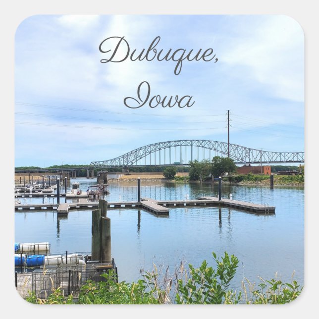 Dubuque, Iowa Bride over the Mississippi River  Square Sticker (Front)