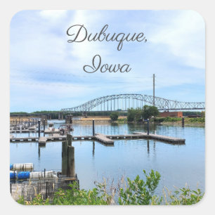 Dubuque, Iowa Bride over the Mississippi River Square Sticker