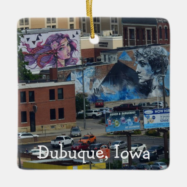 Dubuque, Iowa City View Graffiti Murals   Ceramic Ornament (Front)