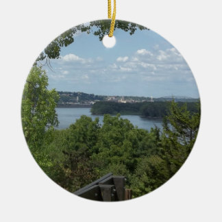 Dubuque Iowa from the Mississippi River Ceramic Tree Decoration