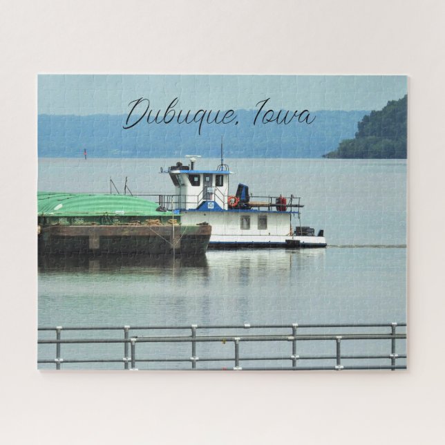 Dubuque, Iowa Pusher Boat on the Mississippi River Jigsaw Puzzle (Horizontal)
