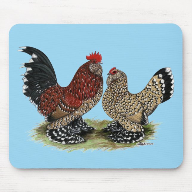 D'Uccle Bantams:  Mille Fleur Mouse Mat (Front)