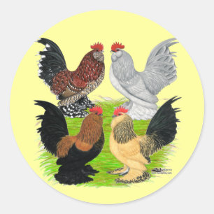 D'Uccles Four Roosters Classic Round Sticker
