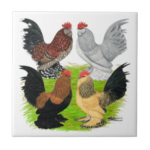 D'Uccles Four Roosters Tile