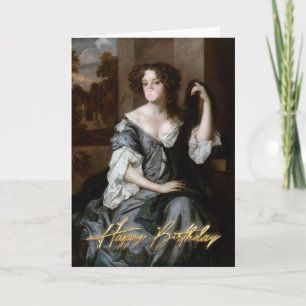 Duchess blowing a pink bubble gum Happy Birthday Card