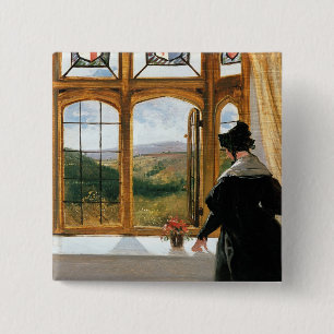 Duchess of Abercorn looking out of a window 15 Cm Square Badge