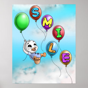 Duck and Balloons Poster