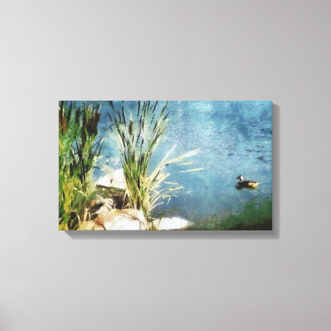 Duck and cattails painting canvas print (Front)
