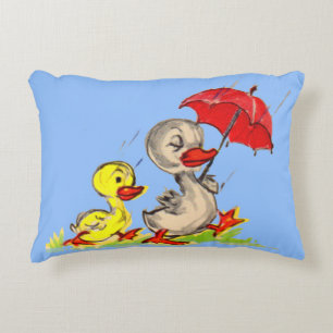 duck and duckling print decorative cushion