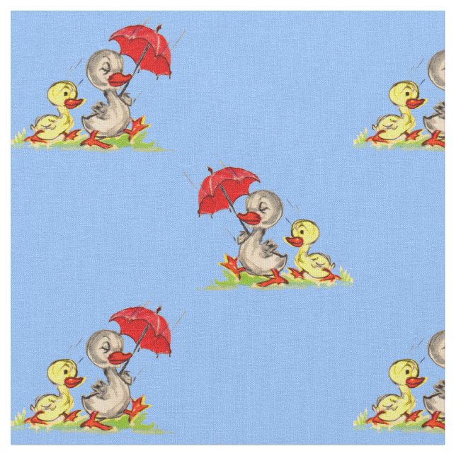 duck and duckling print fabric (Close Up)