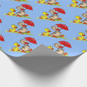 duck and duckling print wrapping paper