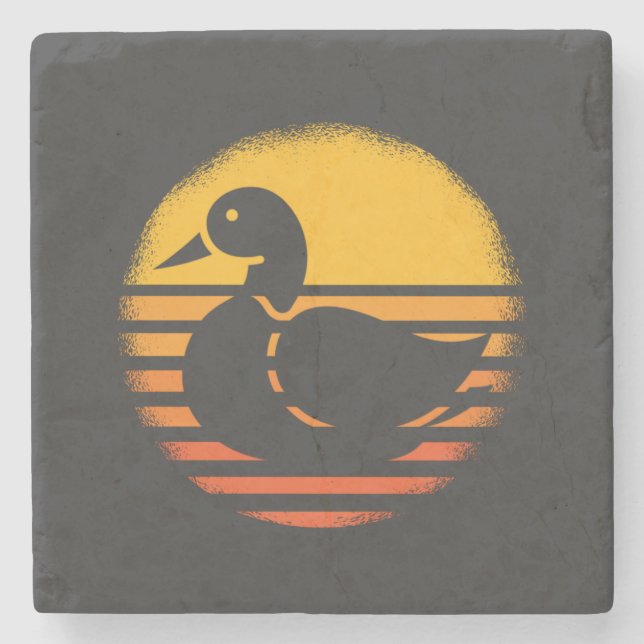 Duck Animal Retro Stone Coaster (Front)