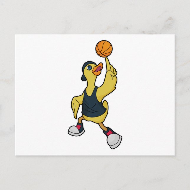 Duck as Baskeball player with Basketball Postcard (Front)