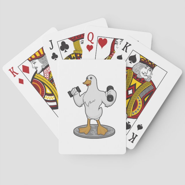 Duck as Bodybuilder with Dumbbells Playing Cards (Back)