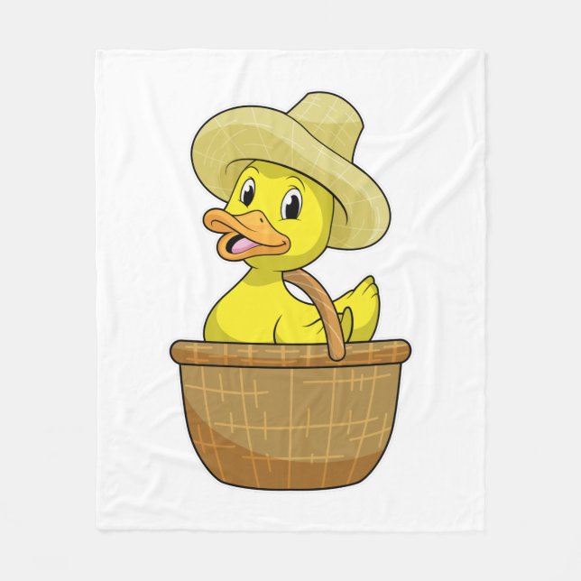 Duck as Farmer with Basket Fleece Blanket (Front)