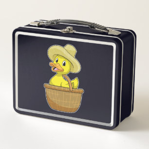 Duck as Farmer with Basket Metal Lunch Box