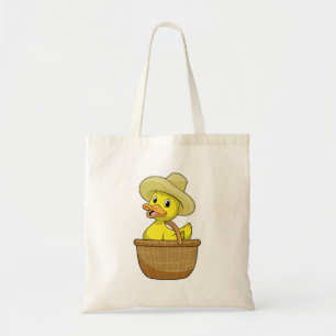 Duck as Farmer with Basket Tote Bag
