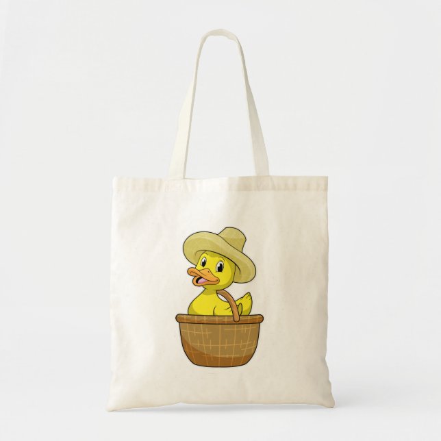 Duck as Farmer with Basket Tote Bag (Front)