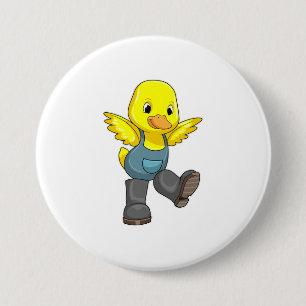 Duck as Farmer with Boots 7.5 Cm Round Badge