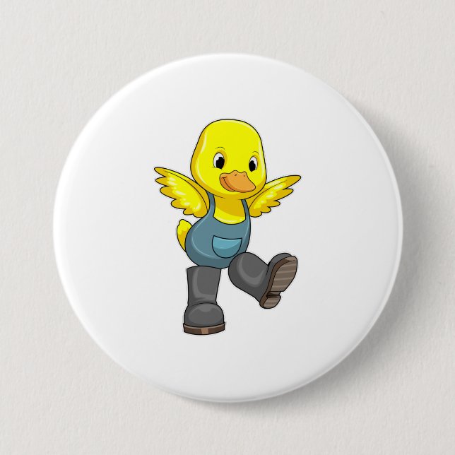 Duck as Farmer with Boots 7.5 Cm Round Badge (Front)