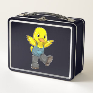 Duck as Farmer with Boots Metal Lunch Box